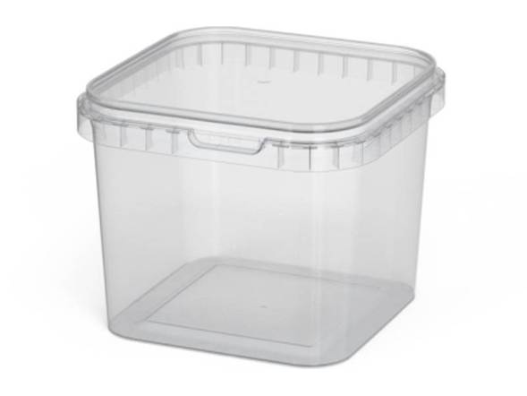 Ведро пластиковое квадратное с крышкой, 1 л, прозрачный [5107]