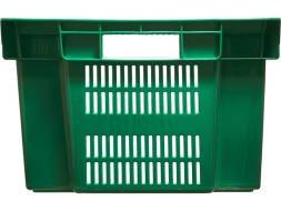 Ящик пластиковый с перфорированными стенками и сплошным дном, 600х400х250 мм, зеленый [125-1]