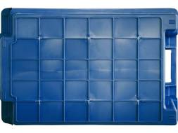 Ящик пластиковый с перфорированными стенками и сплошным дном, 600х400х250 мм, синий [125-1]