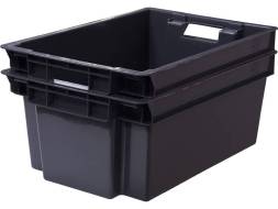 Ящик пластиковый сплошной, 600х400х250 мм, черный [125-2]