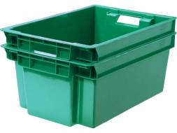 Ящик пластиковый сплошной, 600х400х250 мм, зеленый [125-2]