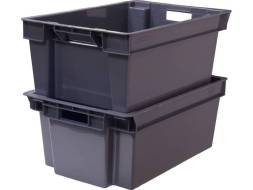Ящик пластиковый сплошной, 600х400х250 мм, серый [125-2]