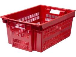 Ящик пластиковый с перфорированными стенками и дном, 600х400х250 мм, красный [125]