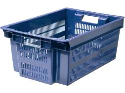 Ящик пластиковый с перфорированными стенками и дном, 600х400х250 мм, синий [125]