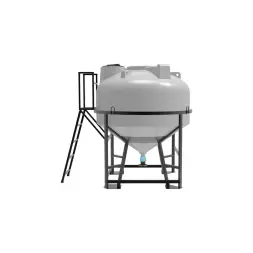 Емкость ЦКТ 3000 л с патрубком 160мм с фланцем под плотность до 1,2 г/см3 белая в обрешетке с лестницей