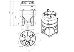 Емкость ЦКТ 5000 л с патрубком 160мм с фланцем под плотность до 1,5 г/см3 белая в обрешетке